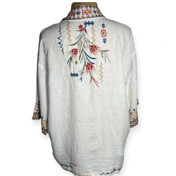 JOHNNY WAS Large multicolor embroidered kimono jacket WATIPASO LINEN KIMONO - Picture 6 of 14